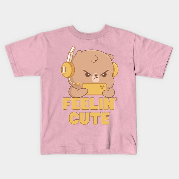 Cute Gamer Bear Kids T-Shirt by Gravity Zero